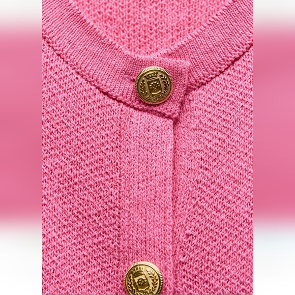 NWT...Zara pink round neck cardigan ✨️ - Picture 6 of 7